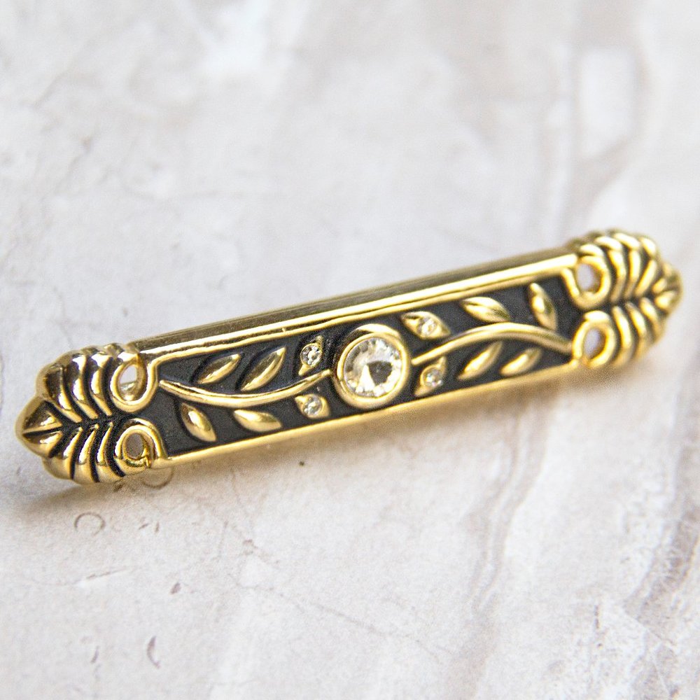 Black and Gold Floral Bar Pin